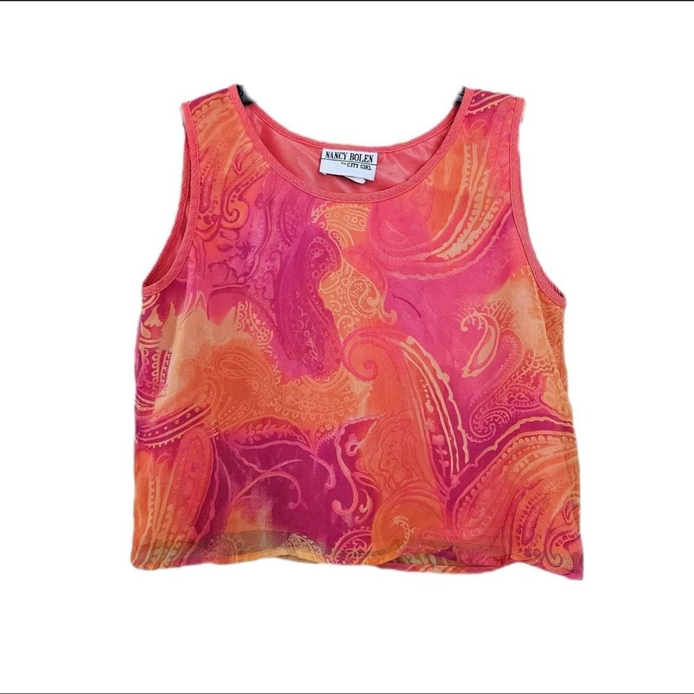 90s boho indie sleaze pink orange crop top